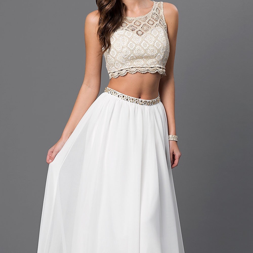 White Two Piece Prom Dress